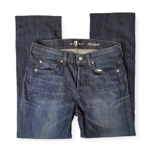 7 for All‎ Man Kind Men's Blue Cotton Blend Straight Leg Standard Denim Jeans 30 - Picture 2 of 10